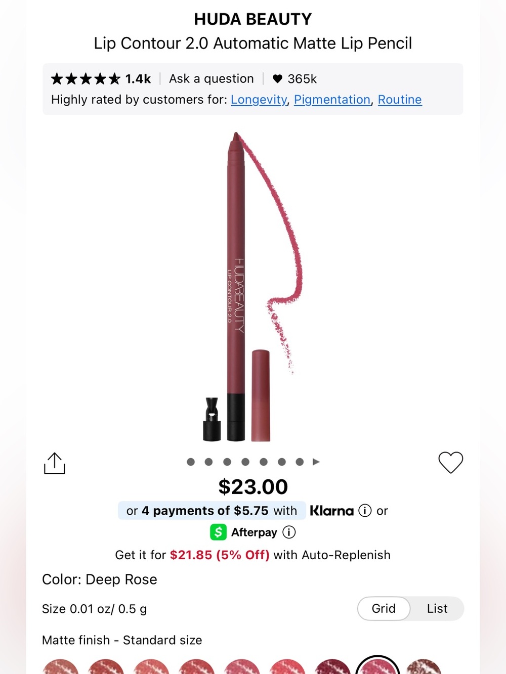 Huda beauty lip contour 2.0 automatic matte lip pencil!